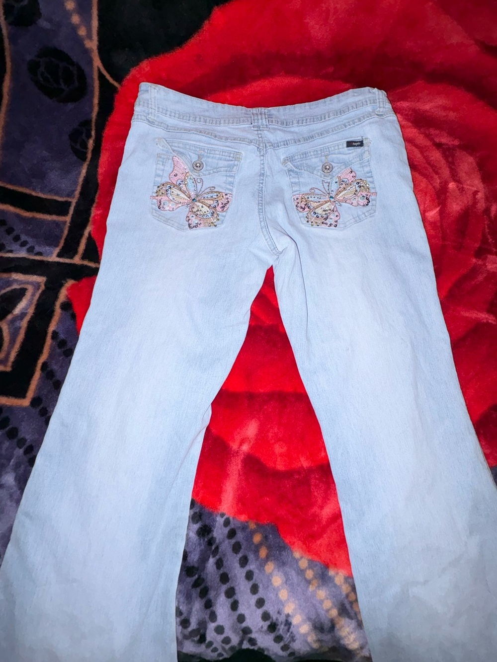 Angels Y2K Butterfly Embellished Bootcut Jeans Blue Size 13